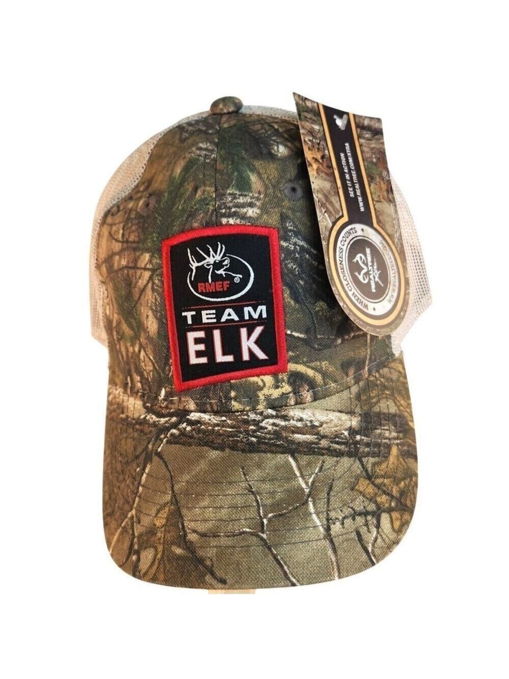 RMEF Team Elk Camo Mesh Cap Realtree Xtra Green Adjustable  Outdoor Hunting Hat